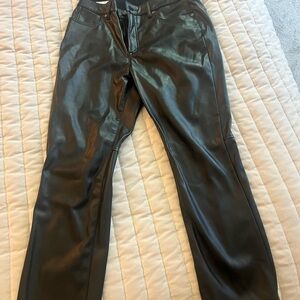 GAP Black Faux Leather Straight Leg Jeans